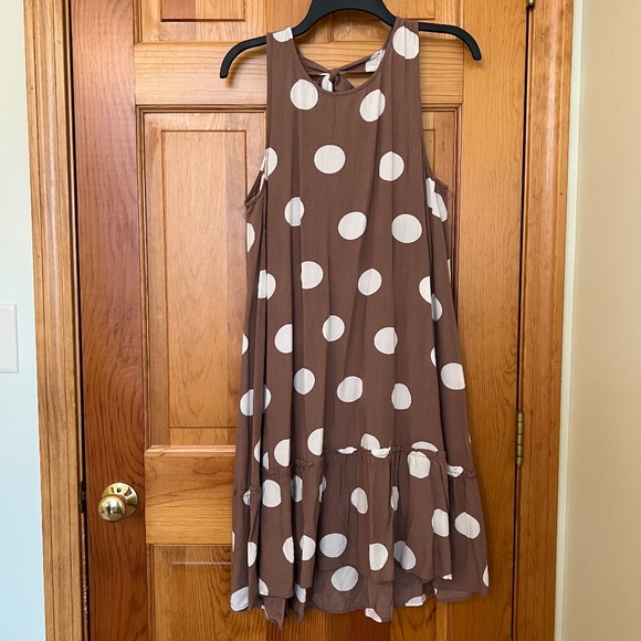 LOFT Dresses & Skirts - LOFT Sleeveless Polka Dot Brown and Cream Dress